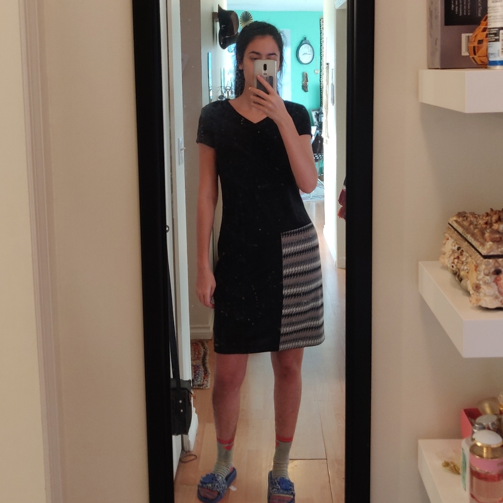 Black Patchwork Smash Dress